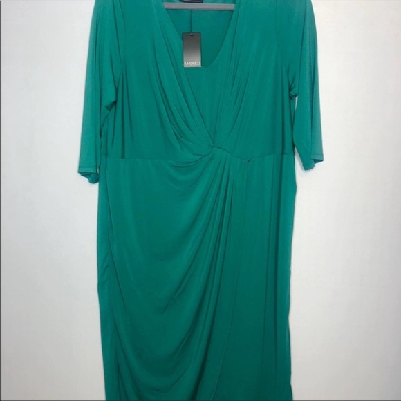 Eloquii Green Twist Front Dress - Picture 2 of 5